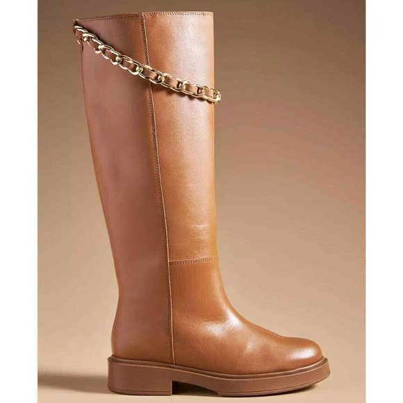 ALOHAS Brown Leather Sole Pier Tall Boots with Chain size 38 and 40 available - Picture 1 of 14